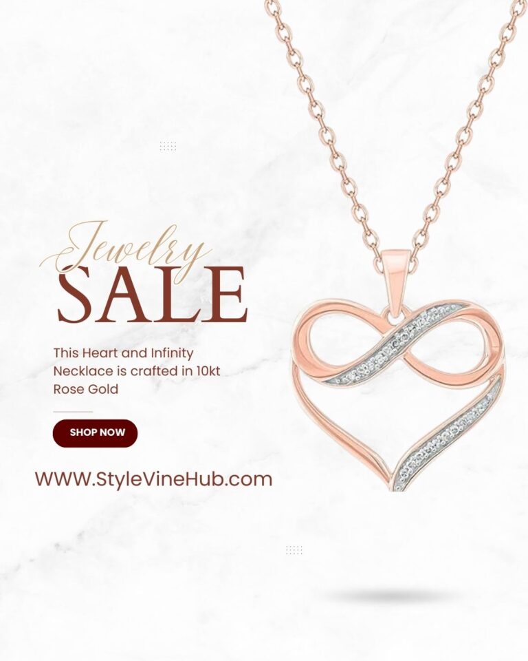 Cali Trove 10KT gold diamond infinity heart pendant necklace for women, featuring 1/4ct and 1/20 ct natural diamonds in white, yellow, or pink gold. A timeless jewelry gift for her.