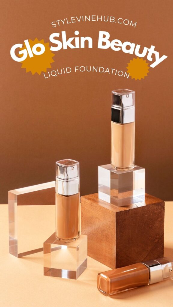 Glo Skin Beauty Luminous Liquid Mineral Foundation in Porcelain shade with SPF 18, a lightweight, buildable liquid formula that delivers radiant coverage while protecting skin from sun damage.