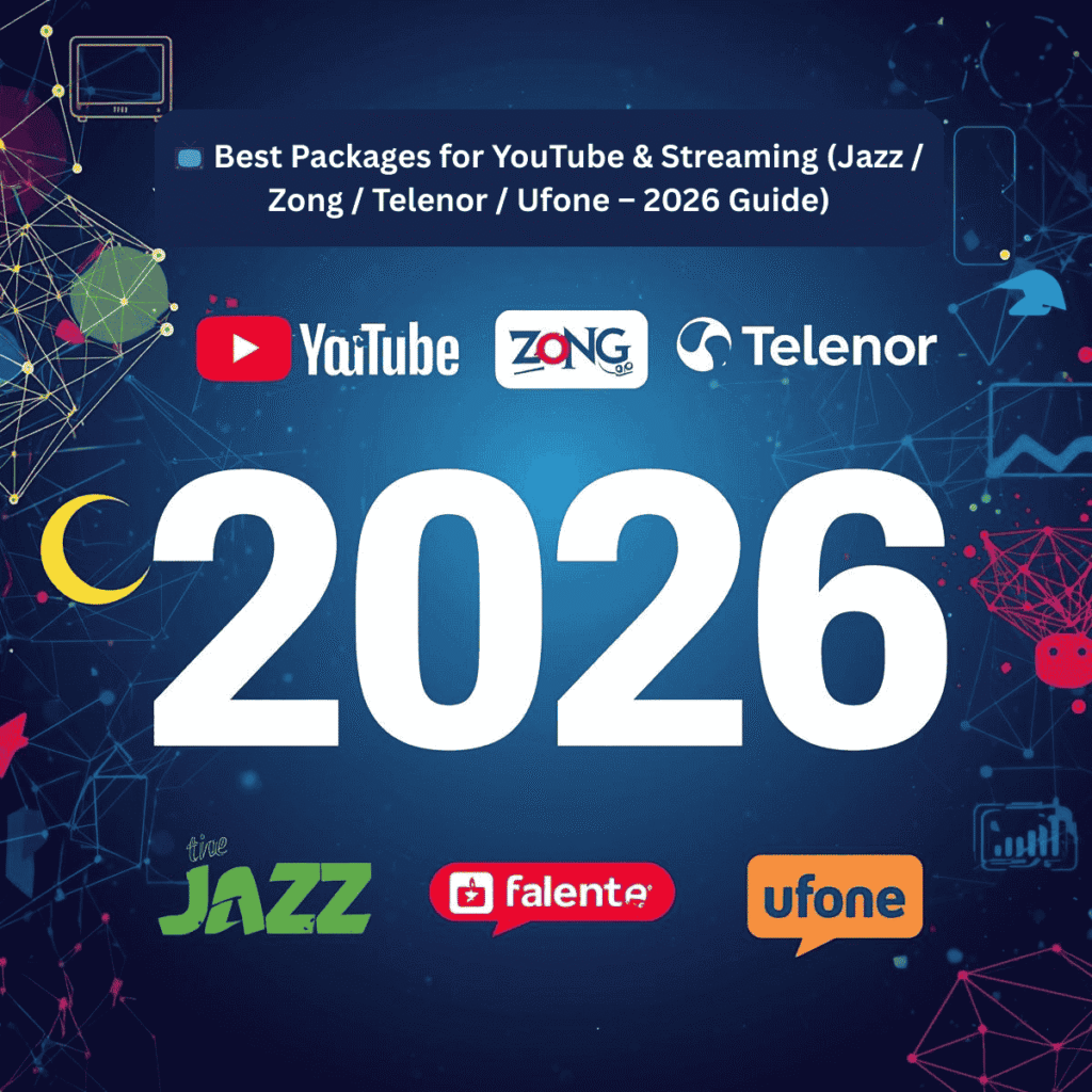 Best YouTube and streaming packages in Pakistan 2026 from Jazz Zong Telenor and Ufone