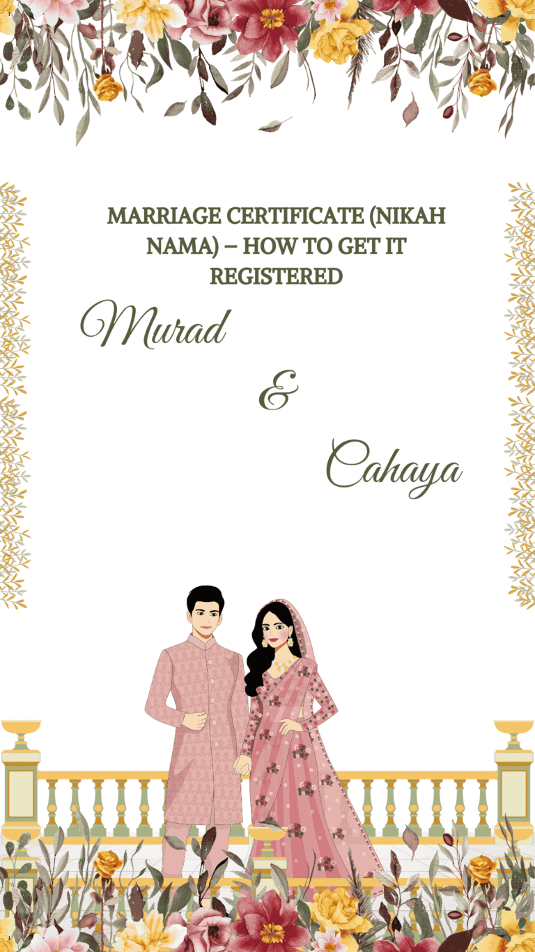 Marriage certificate Nikah Nama registration process in Pakistan step by step